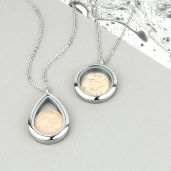 70th/80th Birthday Farthing Locket Necklace, 4 of 12