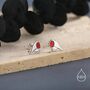 Sterling Silver Dainty Enamel Robin Bird Stud Earrings, thumbnail 5 of 11