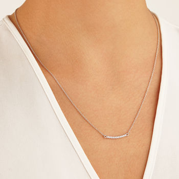 Gold Or Silver Diamond Style Pave Bar Necklace, 3 of 8