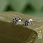 Sapphire Blue Forget Me Not Flower Cz Stud Earrings In Sterling Silver, thumbnail 4 of 12