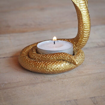Gold Cobra Tea Light Candle Holder, 4 of 5