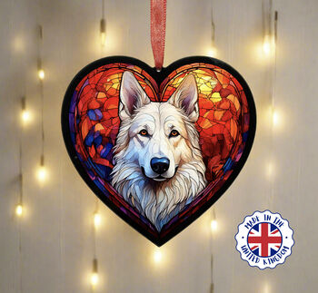 German Shepherd Stained Glass Effect Heart Suncatcher, 7 of 7