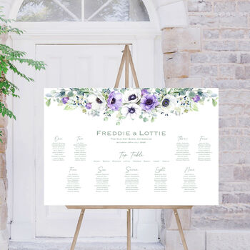 Wedding Table Plan Deep Purple And White Floral, 2 of 4