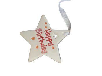 Ceramic Star Hanging Decoration – 'Happy Birthday' Gift, 6 of 8