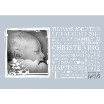 Personalised Baby Christening Art Gift, 2 of 8