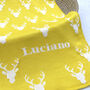 Personalised Knitted Stag Baby Blanket, thumbnail 10 of 12