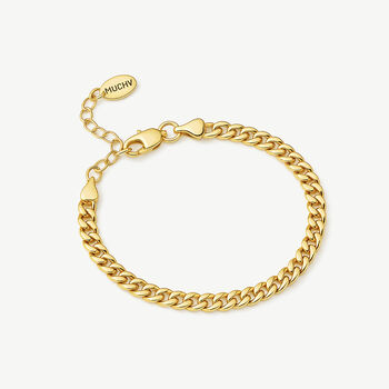 Women's Dainty Cuban Curb Chain Bracelet In 18k Gold, Christmas Jewellery Gift, 2 of 5