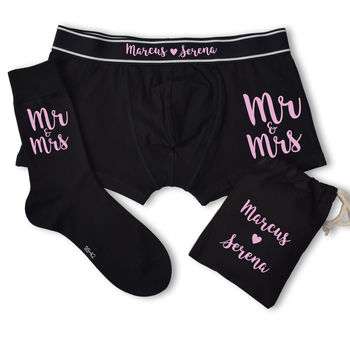 Personalised Mr And Mrs Groom's Wedding Underwear Set, 5 of 8