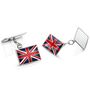 Union Jack Silver Engraved Cufflinks | Groom's Party Wedding Gift, thumbnail 1 of 7