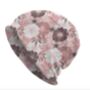 Chemo Headwear Beanie Hat Bandana Grey Pink White Flowers Super Soft, thumbnail 2 of 6