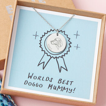 Worlds Best Dog Mum Personalised Dog Breed Silver Plated Necklace, 2 of 12