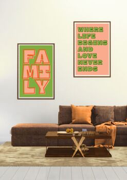 Family Wall Art Print Set Of Two, Bold Typography Home Decor, Unframed, 2 of 7