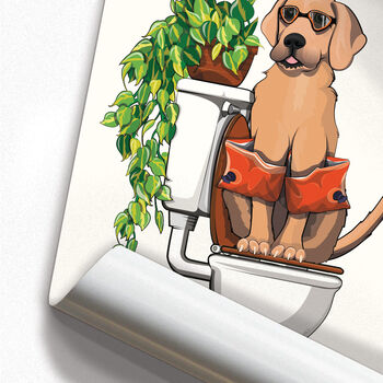 Labrador Sitting On Toilet, Funny Dog Bathroom Art, 2 of 6