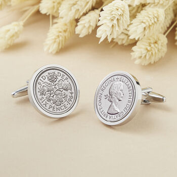 Sixpence Year Coin Cufflinks 1928 To 1967, 2 of 11