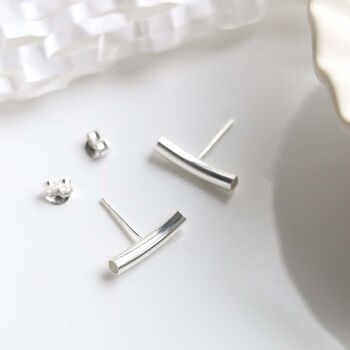 Sterling Silver Bar Stud Earrings, 5 of 11