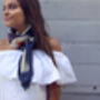 Navy Blue And Cream 'Dragonfly' Large Square Silk Scarf, thumbnail 6 of 7