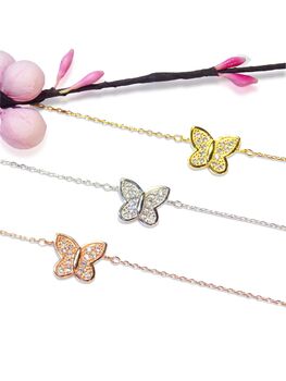Small Butterfly Bracelet Rose Or Gold Plated 925 Silver, 3 of 8