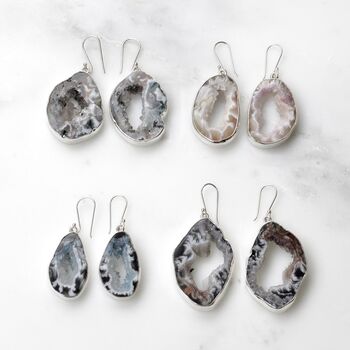 Semi Precious Geode Earrings Set In Sterling Silver, 5 of 7