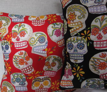 Mexican Glittery Sugar Skulls Cushion Cover, 9 of 9