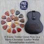 18 Exotic Timber Picks In A Leather Christmas Wallet, thumbnail 1 of 12