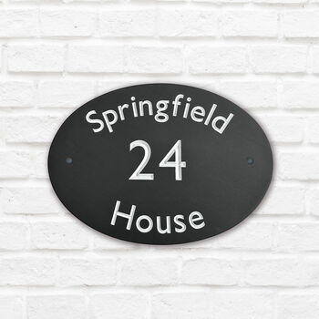 Slate Round Or Oval House Sign With Options, 3 of 9