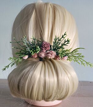 Blush And Dusky Pink Flower Hair Comb, 3 of 6