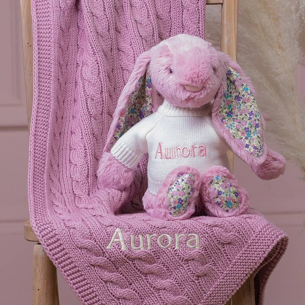 Personalised Pink Blossom Toffee Moon Blanket Gift Set, 1 of 5