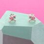 Petite Pink And White Enamel Unicorn Stud, thumbnail 1 of 2