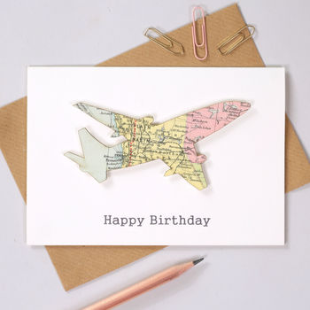 Personalised Map Aeroplane Birthday Card, 3 of 4
