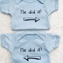 He Did It, She Did It Twin Baby Vests, thumbnail 6 of 9