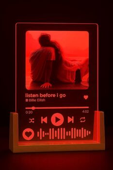 Personalised A5 Acrylic Music Song Plaque With Photo Powered By Usb, 4 of 10