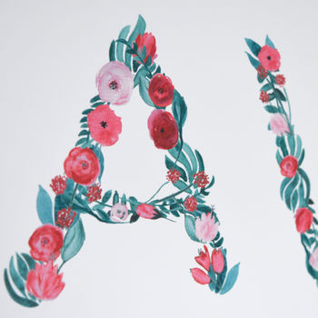 Personalised Floral Name Watercolour Print, 3 of 4