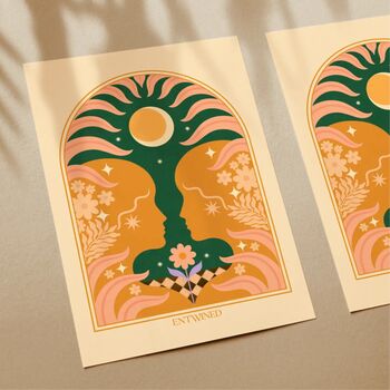 Entwined, Bohemian Celestial Floral Art Print, 2 of 3