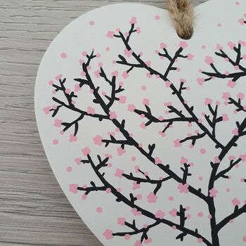 Cherry Blossom Design Heart Shaped Wall Hanging, 2 of 5