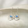 Dainty Silver Opal Drop Earrings, thumbnail 5 of 7
