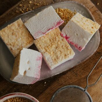 Strawberry Marshmallow Gift | Handmade Scouse Mallow With Custard Cream Topping, 5 of 5