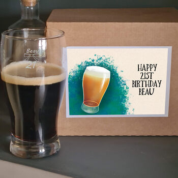 21st Birthday Bow Tie Beer Glass, 4 of 8