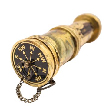 Brass Handheld Antique Finish Telescope And Leather Case, 3 of 7