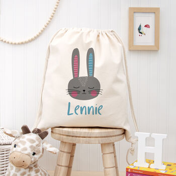 Personalised Sleeping Rabbit Cotton Nursery Bag, 2 of 3