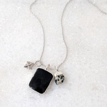 The Trio Black Onyx Necklace, Silver, 3 of 9