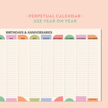 Birthday And Anniversary Wall Planner | Pastel | Undated, 2 of 4