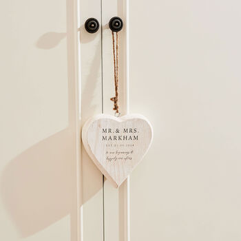 Personalised Wedding Date Wooden Hanging Heart, 3 of 4