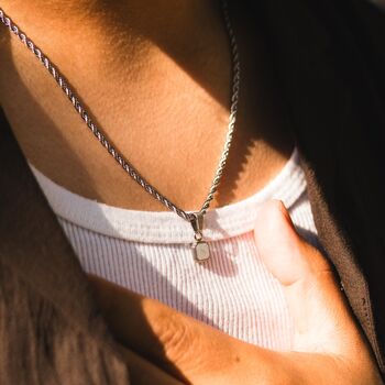 Black Gemstone Necklace White Pearl Gem Pendant Necklace For Men, 8 of 10