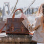 Brown Leather Women's Luxury Travel Bag, thumbnail 2 of 5