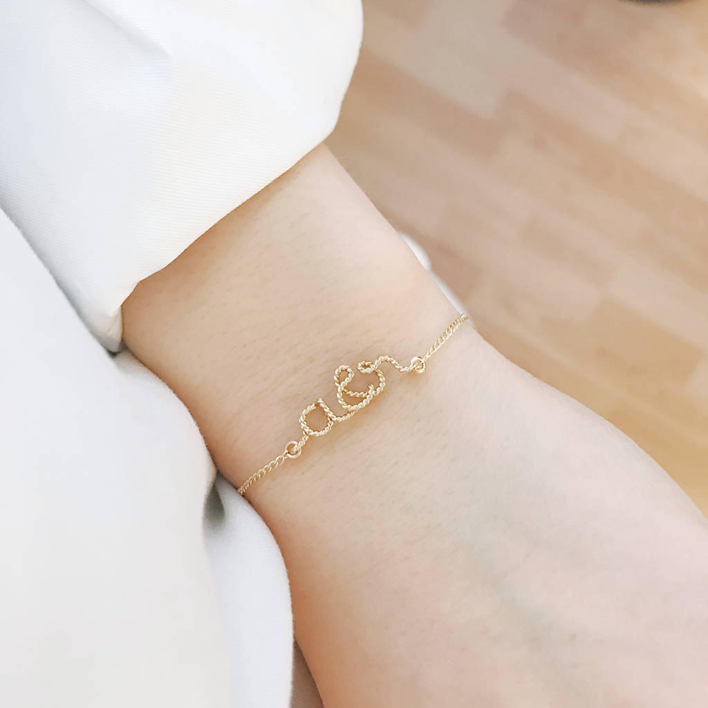 'you and me' initials 14k gold filled bracelet by rachel and joseph ...