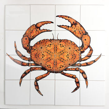 Crab Tile Mural Handprinted Ceramic Tile Set, 8 of 12