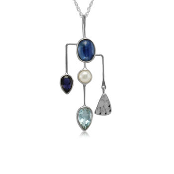 Kyanite, Iolite, Pearl, Blue Topaz Necklace, 3 of 6