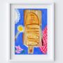 Sourdough Bread And Butter Table Scene Art Print Watercolour Pastel Poster, thumbnail 4 of 7