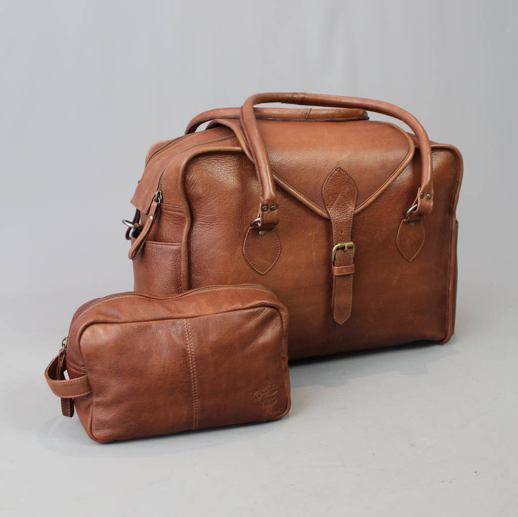 vintage style brown leather baby changing bag by vintage child | 0