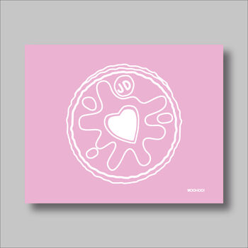 Custard Cream, Jammie Dodger, Bourbon And Digestive Biscuits Set Of Four Pink Prints, 3 of 10